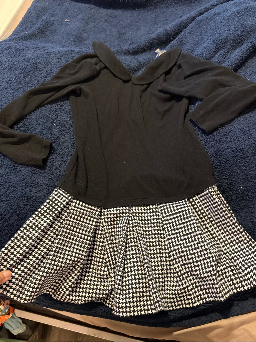 Ralph Lauren Black Top with Black-and-White Houndstooth Skirt Dress